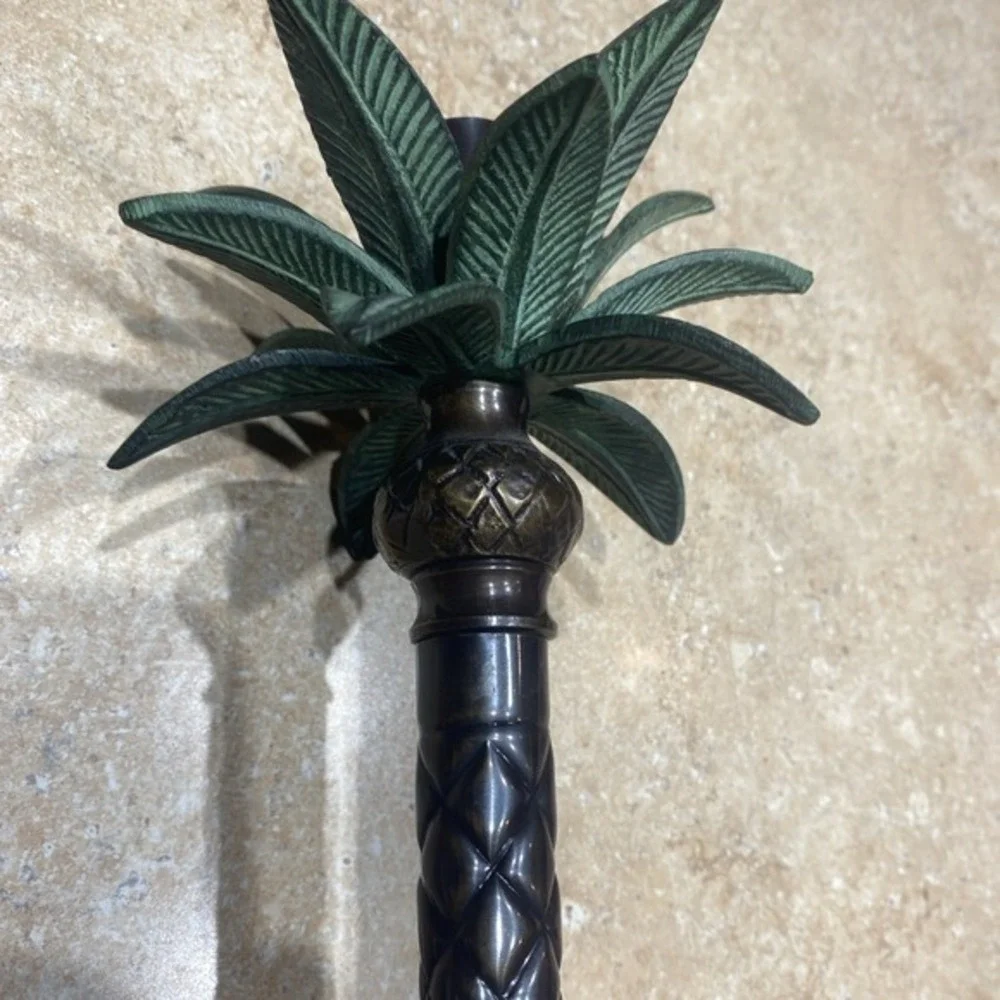 Pair of‎ Brass Decorative Palm Tree Candle Sticks 9 X 5 Made in India 690